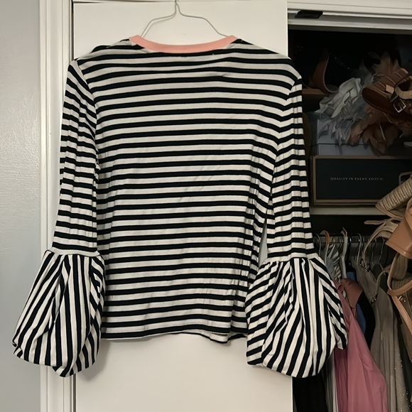 English factory long sleeve striped shirt with poof detailing on sleeve - Picture 4 of 4